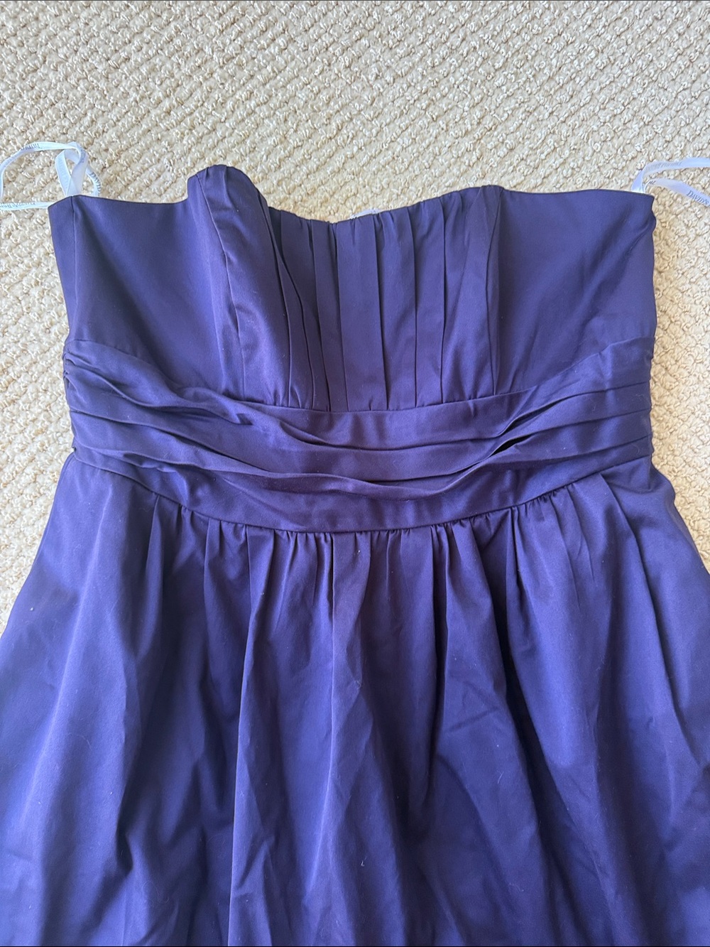 David’s Bridal Strapless Navy Blue Pleated Waist Dress size 16 - Picture 2 of 5